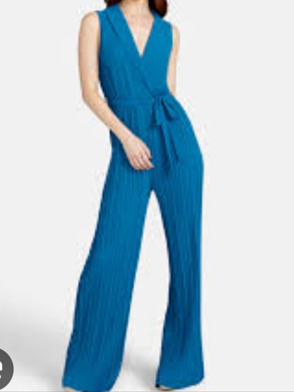 Tall Ashley Pleated Jumpsuit Sleeveless Teal Pleated Tie Belt By ALLOY APPAREL
